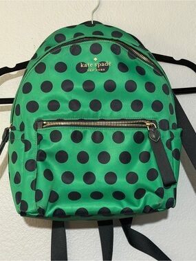 kate spade Chelsea polka dot green and navy backpack